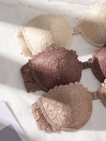 3Pcs Lace Women Strapless Bra Stylish Front Buckle Push up Bra Invisible Off-Shoulder Underwire Bras Women