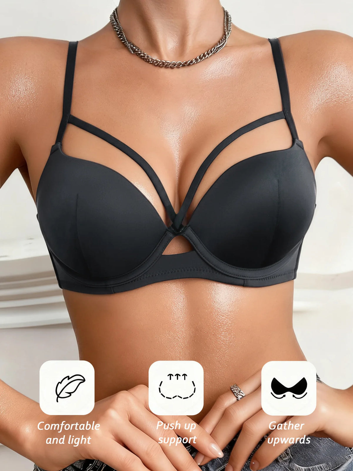 Sexy Leopard Print Bra for Women Push-up Anti-sagging Wire-free One-piece Bras for Small Breasts