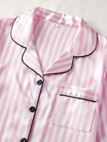 Stylish Striped Pajamas Set for Women Sleepwear Long Sleeve Button Top and Long Pants Set Homewear and Loungewear