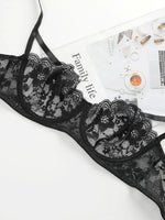 High Quality New Sexy Underwear For Women's Lace Transparent Hollow 3/4 Bra Gathering Steel Ring Push Up Underwear Set HR2634