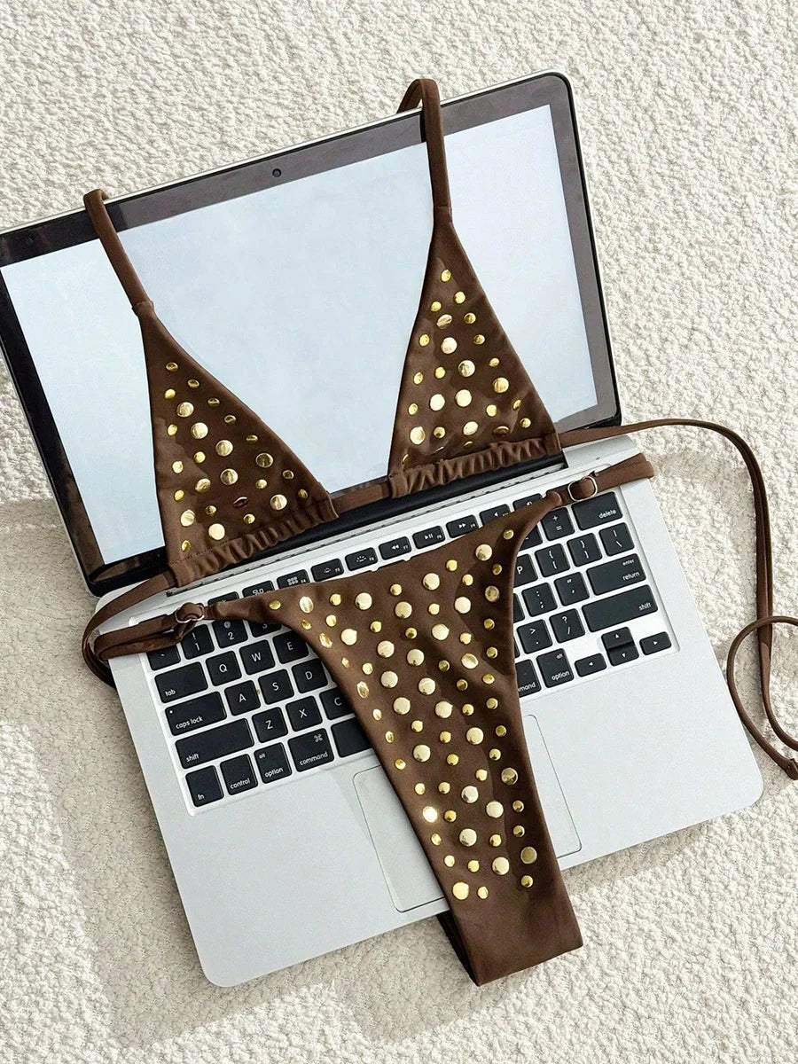 2026 Metallic Sequins Mini Micro Bikini Women Swimsuit Female Swimwear Two Pieces Bikini Set Bather Bathing Suit Swim Beach Wear