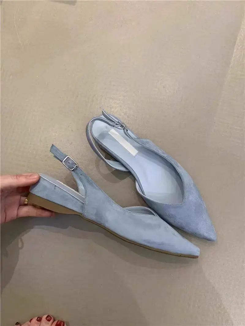 Concise Pointed Toe Square Low Heels Women Sandals Elegant Slingbacks Banquet Party Mule Shoes 2026 New
