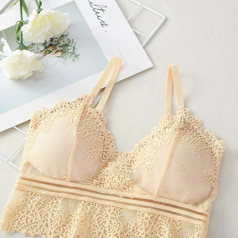 Lace Bralette Women Bras Tube Top Sexy Lingerie V Neck Crop Tops Underwear Cropped Bra Female Tank Crop Top