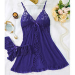 Curves 2-Piece Women's Underwear Set Lace Low-Rise Panties With Nightgown Intimate Apparel Breathable Delicate Summer Lingerie