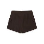 Women's Workwear Skirt-pants Dark Brown Wrap Design Cargo Skort With Pockets For Women High Waist Summer Shorts Elegant 56S3