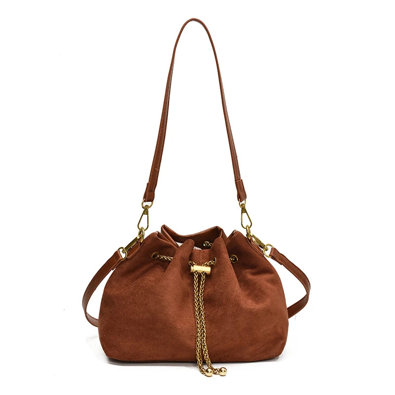 2026 Soft Commuting Crossbody Bags Faux Suede Sewing Hot Sale Bags for WomenThread Solid Color String Women's Handbags