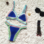 Bikini Crochet 2026 Handmade Knit Patchwork Reversible 2 Piece Swimsuit Women Halter Top Brazilian Bathing Suit Thong Swimwear