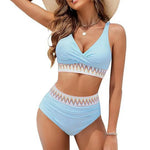 Woman Swimsuits V-Neck Tummy Control Women Bikini Set Removable Padding High Waist Bathing Suit For Vacation Women's Clothing