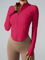 Women's Long-Sleeved Clothes Zipper Sports Jacket Top Outer Wear Professional Training Running Fitness Clothes Spring