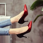 Gradient color patent leather women's shoesspring and summer new pointed shallow mouth sexy stiletto heels work shoes drf56