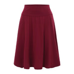 Women's Solid Color Casual High Waist Elastic Midi Skirts Spring Summer All Match Korean Ruffle Short Skirt Office Lady Faldas