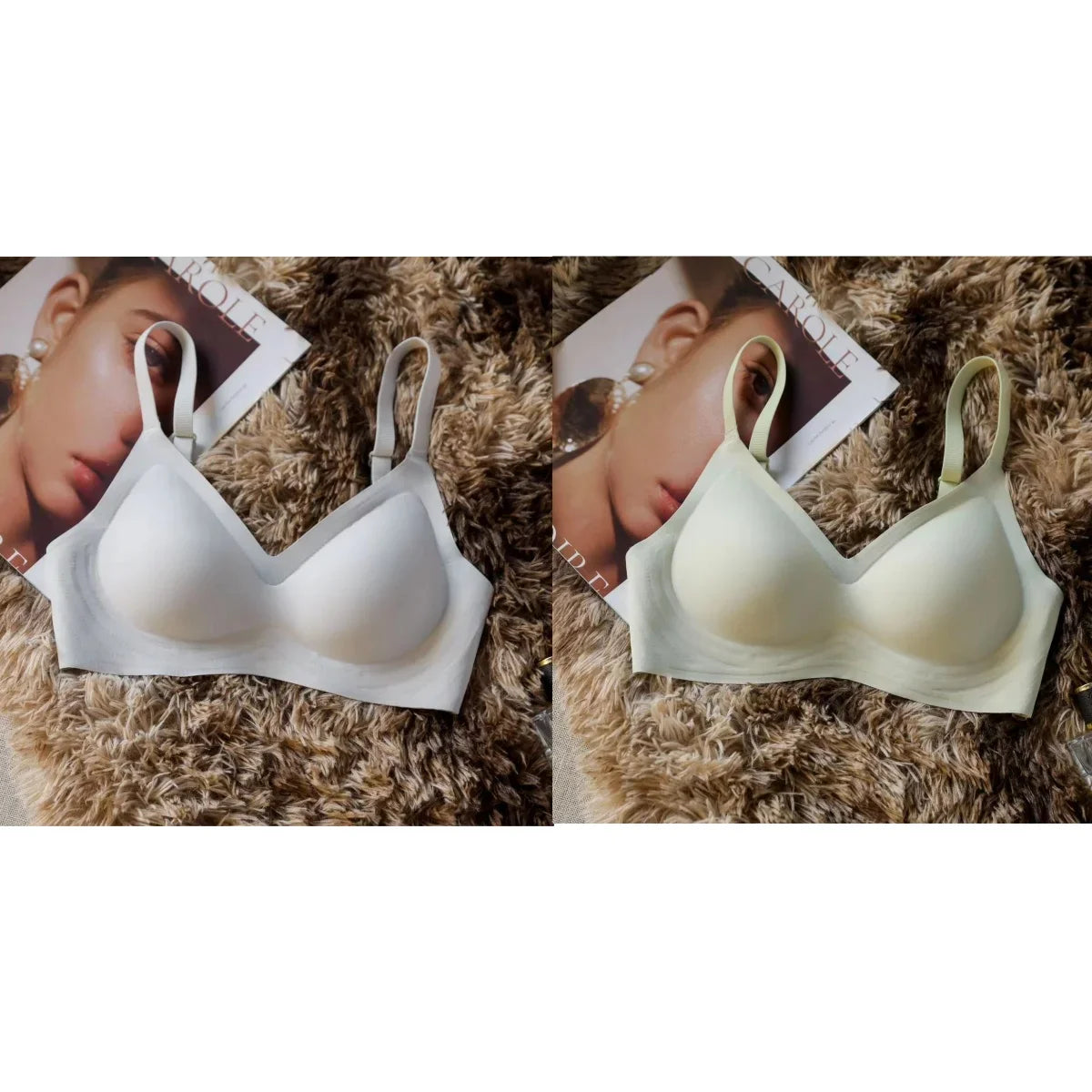 2Pcs/Set Seamless Bras For Women Sexy Lingerie Padded Non-wire Brassiere Adjust Shoulder Strap Underwear Comfort Intimates