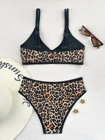 2026 Leopard Bikinis High Waist Swimsuit Women Tie Front Strappy Swimwear Female Beachwear Bathers Bathing Swimming Swim Suit