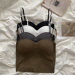 Women Tops With Built In Bra Ice Silk Tube Top Seamless Bra Femal Comfort Underwear Wirefree Padded Brassiere Sexy Crop Top