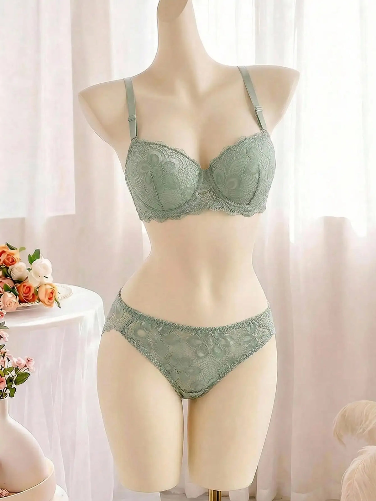 Multicolor Lace Set Transparent Floral Two Pieces Clothing Underwire Push Up Lingeries For Woman Set A2123