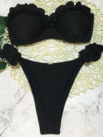 Leopard Ruffled Bra Cup Bikini 2025 Women Bandeau Swimsuit Female Swimwear Two Pieces Bikini Set Push Up Bathing Suit Swim Lady