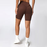 Yoga Shorts Women Fitness Shorts V-shaped Waist Running Cycling Shorts Breathable Sports Leggings Workout Gym Shorts