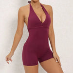 Women's High Elasticity One-Piece Fitness Jumpsuit - Tight Peach Hip Jumpsuit & Air Back Yoga Pants for Workout Gym Running