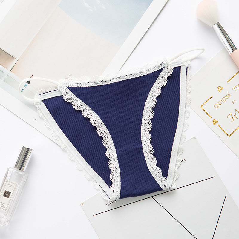 2023 Sexy Women's Panties Breathable Cotton Underwear Sweet Lace Lingerie Cute Female Briefs Comfort Striped Underpants Hot Sale
