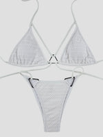 Sexy Wrinkled Halter High Cut Bikini Female Swimsuit Women Swimwear Two-pieces Bikini set Hollow Out Bather Bathing Suit Swim
