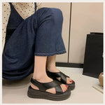 Women's Summer 2026 Thick Heel Fashionable Outdoor Wear Platform Beach Roman Shoes Open Toe Roman Style