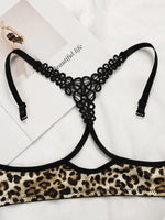 Ladies' New Leopard Print Sexy And Comfortable Front Bbutton Beautiful Back Underwear Lace Triangle Underwear Set A3159