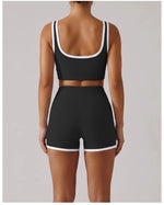 Summer Color Contrast Yoga Suit Women Shock-absorbing Sports Bra High Waist Hip Lifting Shorts Training Running Fitness Outfits