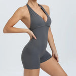 Women's High Elasticity One-Piece Fitness Jumpsuit - Tight Peach Hip Jumpsuit & Air Back Yoga Pants for Workout Gym Running