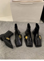 Designer Vintage Women Ankle Boots Fashion Square Toe Shoes Spring Autumn Flats Ladies Short Booties 2025