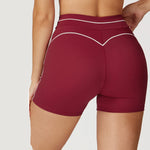 Quick Dry High Waist Yoga Shorts Contrast Color Blocking Splicing Training Sports Pants Push Up Hip Lifting Fitness Yoga Shorts