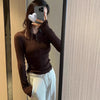 Women's fitness yoga suit, tight fitting long sleeved Henley shirt, running fitness base top