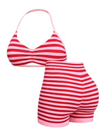 Sexy Black Polka Dot Print Seamless Yoga Sets Women Hanging Neck Pleate Sports Bra Tight High Waist Short Running Fitness Suits