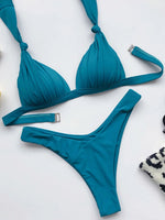 Sexy Halter Push Up Bra Cup Bikini 2025 Women Swimsuit Female Swimwear Two Pieces Bikini set Brazilian Bathing Suit Swim Beach