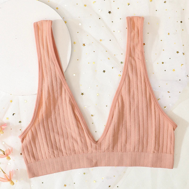 Seamless Tube Top Push-up Bras for Women Deep V Neck Underwear Low Back Brassiere Unlined Sexy Lingerie Crop Top Women Bralette