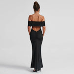 Temperament Slim Strapless Long Dress Women Solid Color Sexy Off-shoulder Backless Package Hip Sleeveless Club Party Dresses