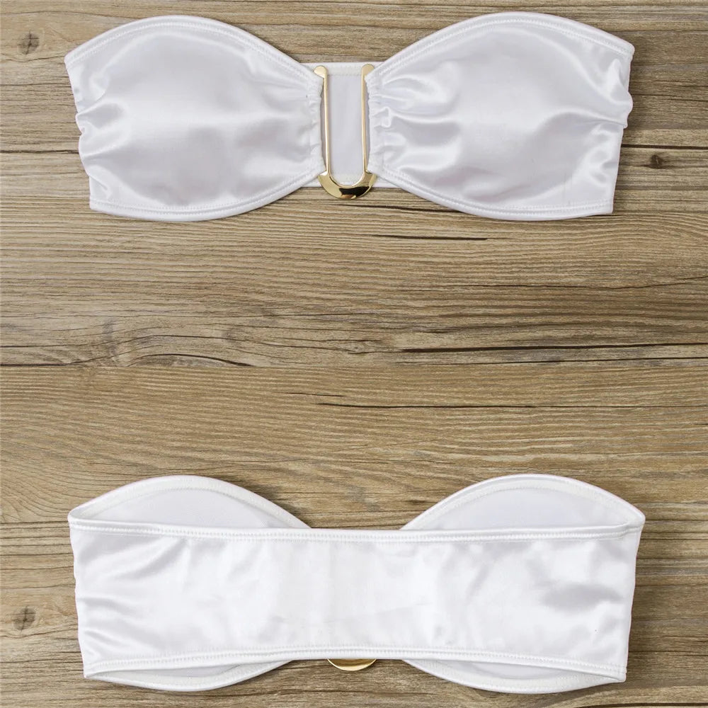 Sexy U Shaped Bandeau Bikinis Sets Mujer Strapless Swimwear Women Gold Swimsuit Bathing Suit Biquinis Brazilian Bikini Swim 2026