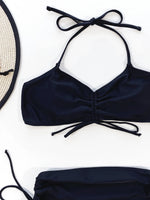 Bikini 2026 Sexy Black Drawstring High Waist Halter Swimwear Swimsuit Women Bikinis Set Bathing Suit Beach Bikini Female Push Up