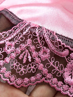 Girls' fashion satin lace patchwork bra set. Sexy lace sheer net lingerie set for ladies. Two-piece set.