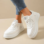 Fashion Thick Platform Sneakers for Women Spring Lace Up Pu Leather Sneakers Woman Anti Slip Thick Sole Vulcanized Shoes Female
