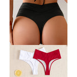 S - XL High Waist High Leg Cut Bikini Bottom Swim Brief Women Swimwear Female Bather Brazilian Tanga Panties Underwear V7095