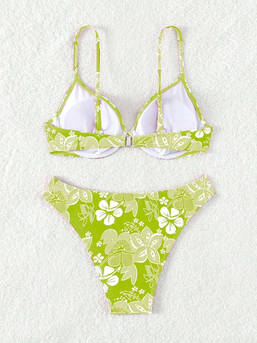 Strappy Underwire Bikinis 2025 Printed Floral Swimwear Female Sexy Swimsuit Women Bathers Bathing Swimming Swim Suit Beachwear