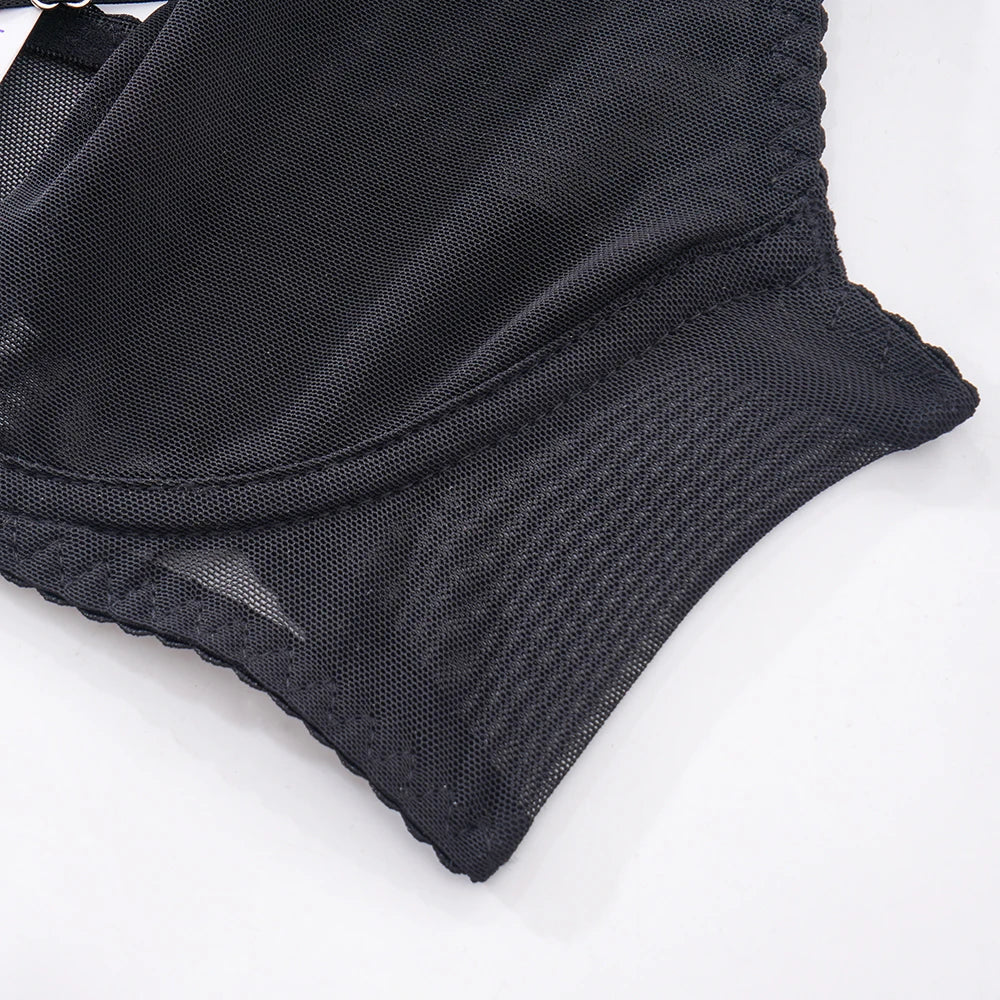Summer new women's sexy strappy see-through mesh lingerie four-piece set Women's Pajama Lace Underwear Set Intimates 2025