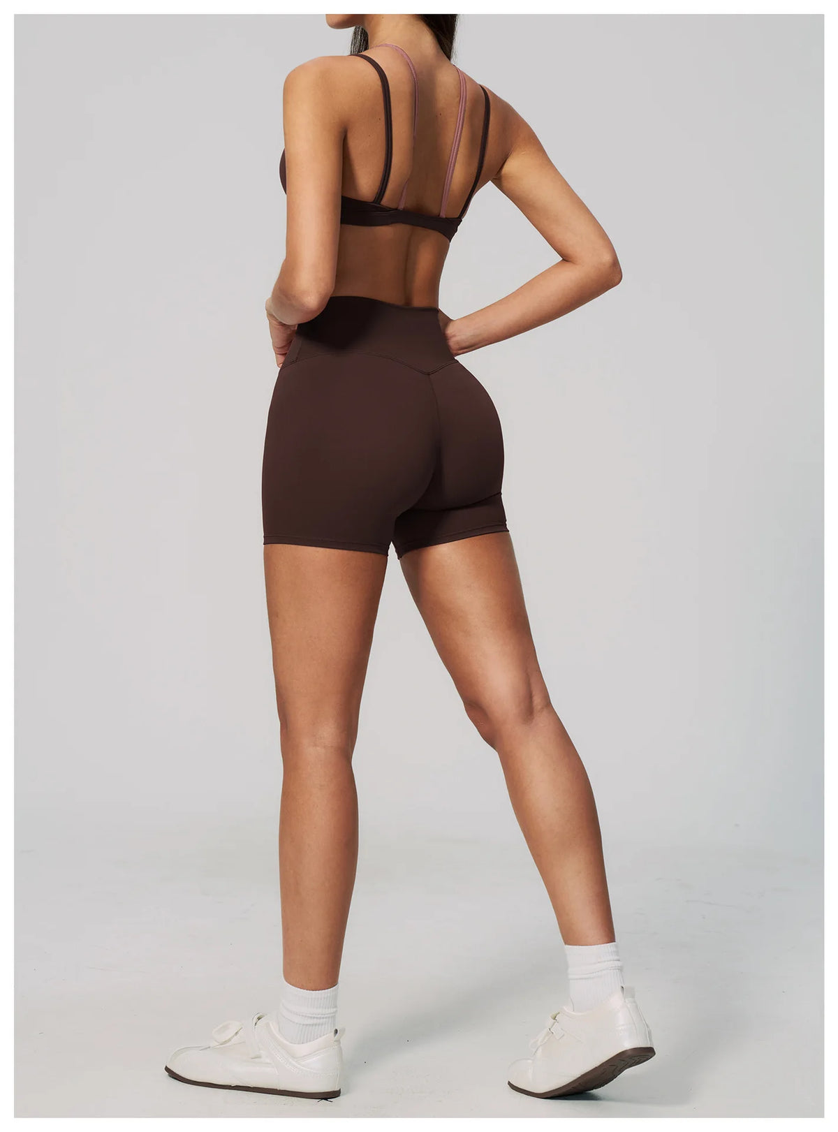 Women 2PCS Yoga Suit Double Strap Shockproof Sports Bra High Waist Tigh Short Fitness Suit Gym Running Leggings Tracksuits