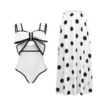 2024 Sexy Sling Ruffle Solid Two Pieces Bikini Women High Waist 3D Flower Swimsuit Skirt Summer Backless Beachwear Bathing Suit