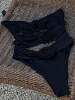 Sexy 3D Flowers Bandeau Monokini Hollow Out Female Swimwear One Piece Swimsuit Women High Cut Bathing Suit Swim Lady Beach wear