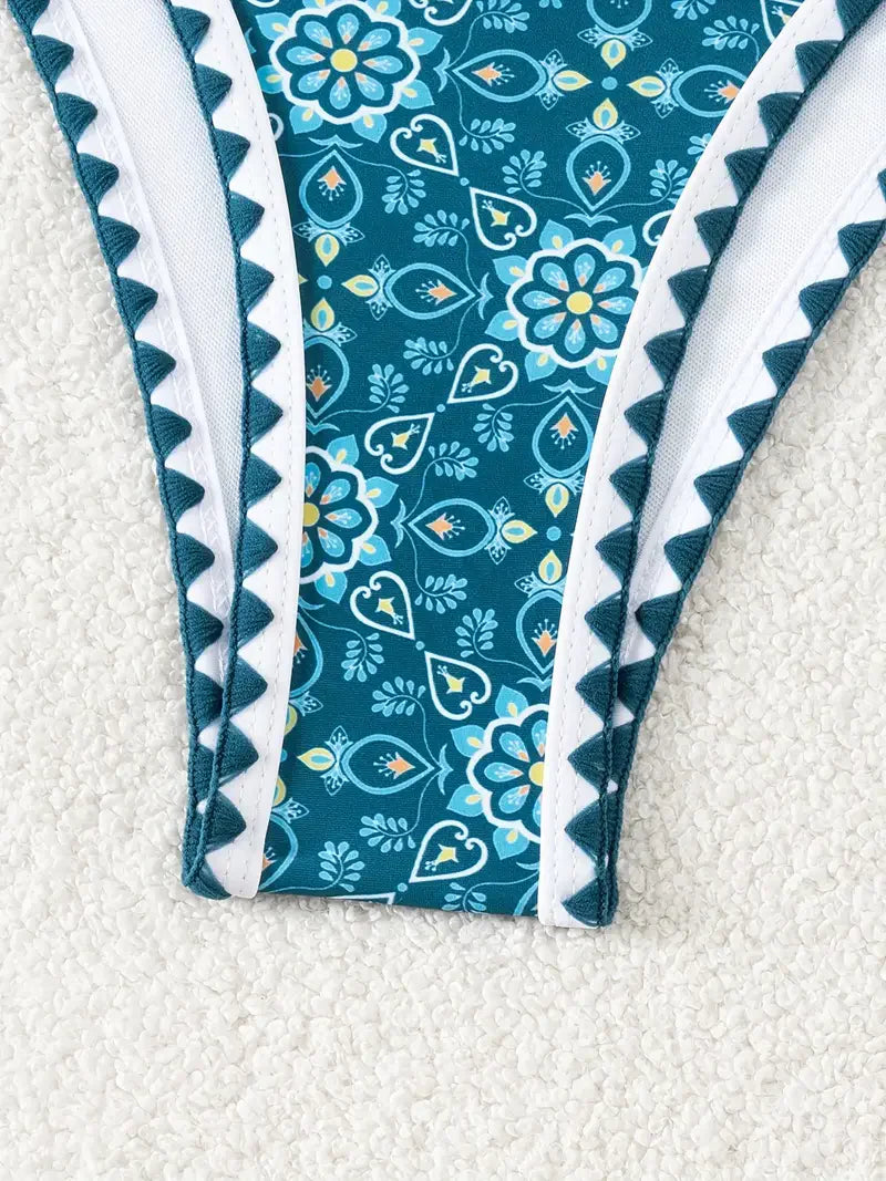 ZTVitality Sexy Push Up Floral Print Bikini Set 2025 New Arrival Padded Bra Whip Stitch Swimsuit Women's Swimwear Summer Biquini