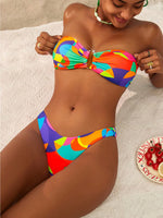 ZTVitality Sexy Print Bikini Set 2025 New Arrival Padded Bra Strapless Swimsuit Women Swimwear Summer Beachwear Biquini