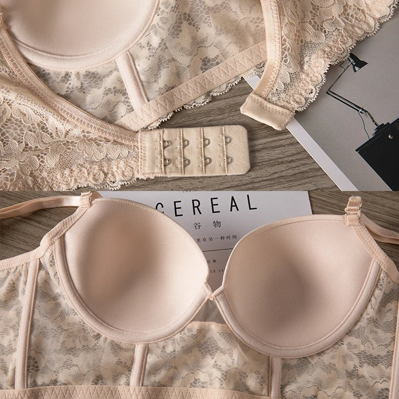U-Shaped Large Backless Bra for Women with Big Busts, Minimizing, Gathering, Anti-Sagging, Sexy Lace, Invisible, Thin, Beautiful Back, Plus Size Bra