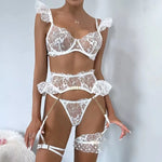 Toucheart 7PCS Women Sexy Lace See-through Hollow Out Interesting Underwear Garters Slim Backless Spaghetti Strap Sexy Mesh Set