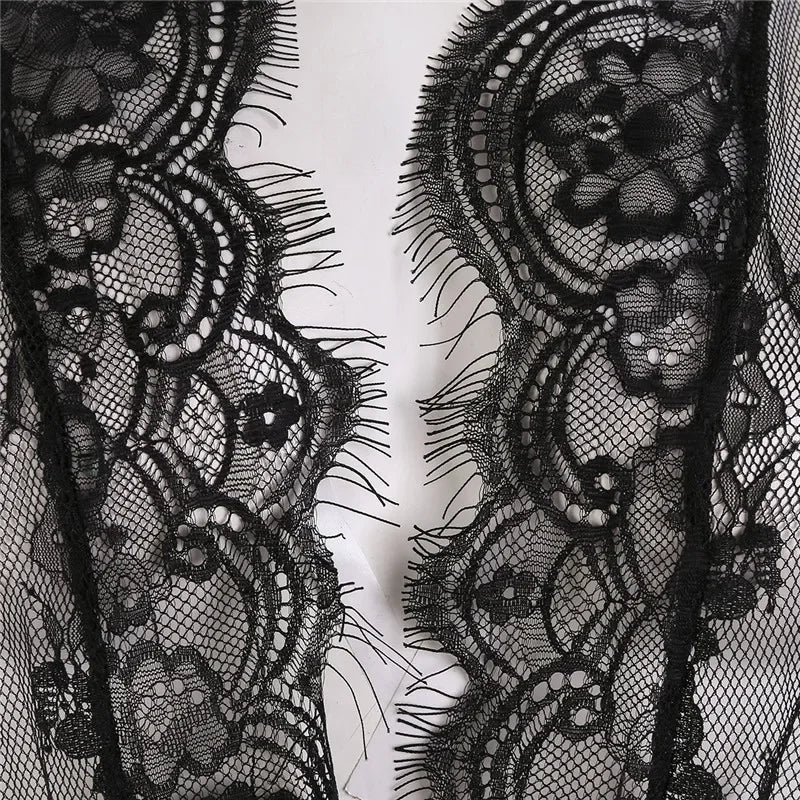 See Through Lace Babydoll Women Sexy Lingerie Erotic Transparent V-Neck Nightwear Robe G-string Robe Sleepwear Dress